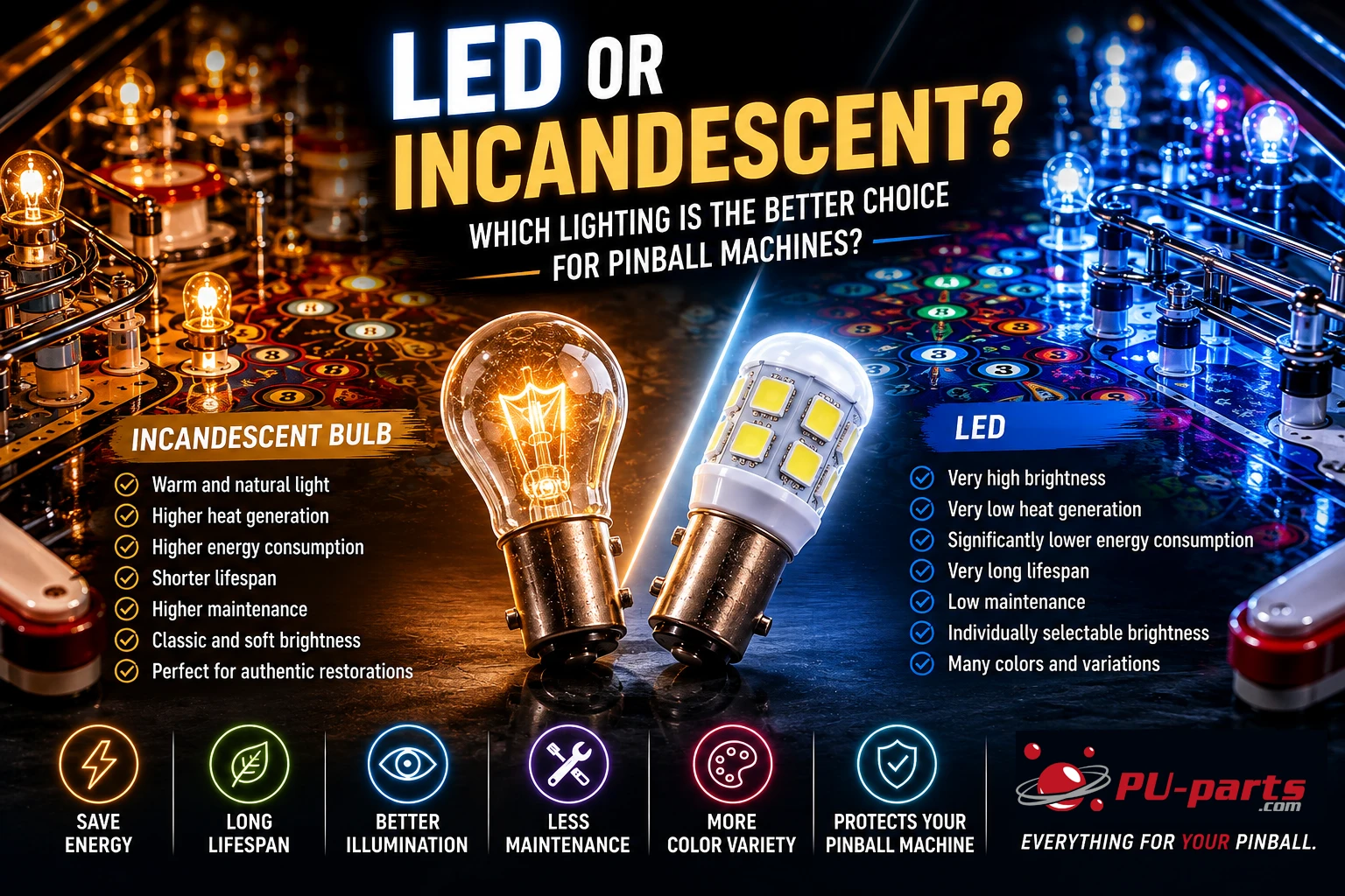 LED or Incandescent Bulb for Pinballs Flipper