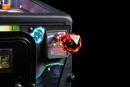 Stern Pinball Transformers shooter knob installed and illuminated on pinball cabinet