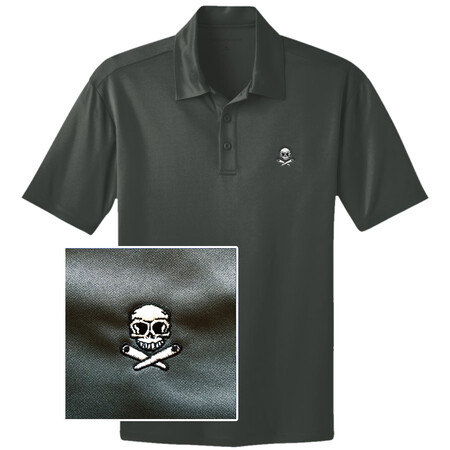 Skull & Crossed Flippers Pinball Polo Shirt - Gray L