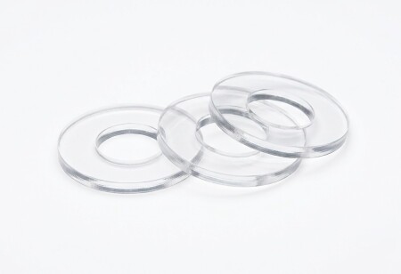 Unterlegscheibe PETG transparent 10,85 mm AD x 4,3 mm ID x 1 mm